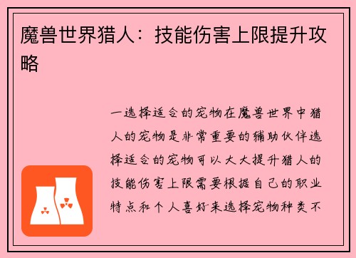 魔兽世界猎人：技能伤害上限提升攻略