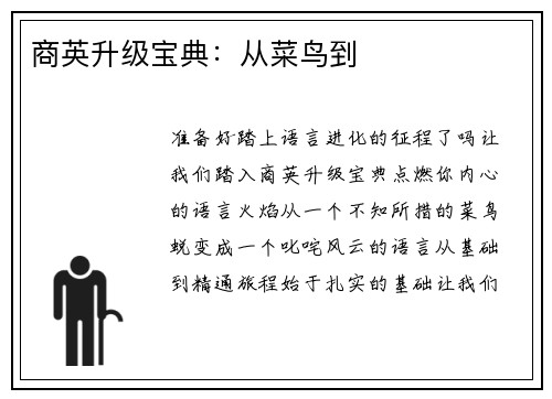商英升级宝典：从菜鸟到